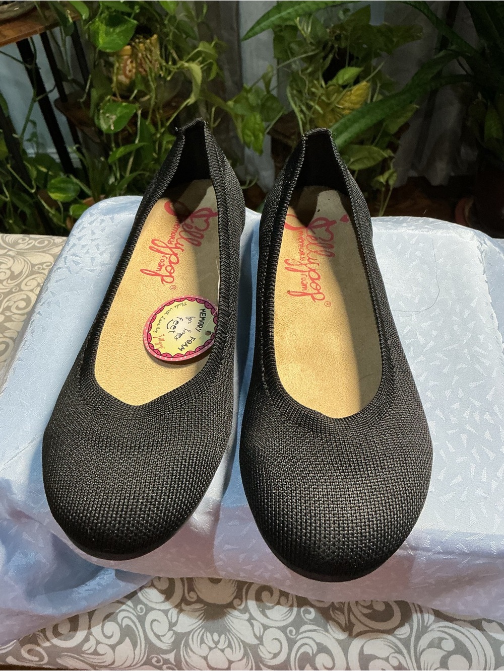 Jellypop Black Knit Slip-On Ballet Flats
